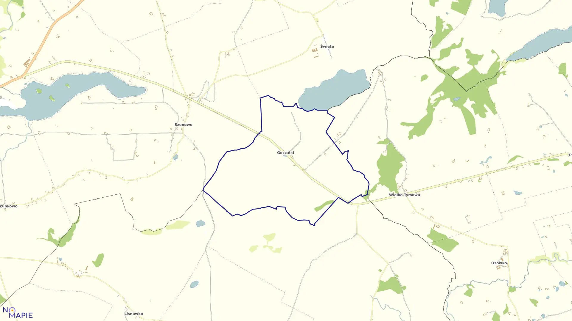 Mapa obrębu Goczałki w gminie Łasin