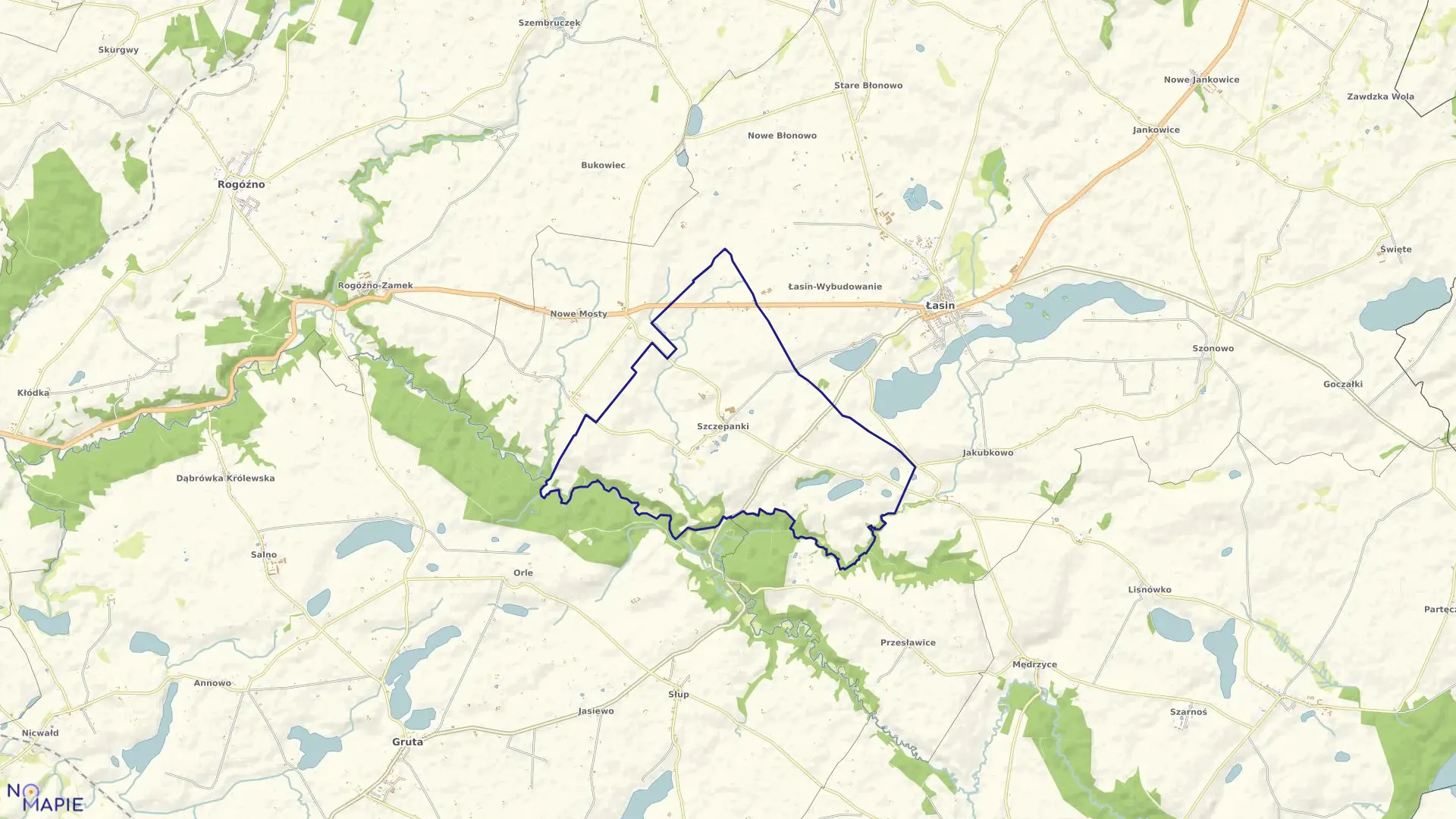 Mapa obrębu Szczepanki w gminie Łasin